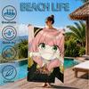 Custom Name Pink Hair Anya Beach Towel Microfiber Beach Towel, Lightweight and Quick-Dry, for Summer Travel, Swimming Pool Gift