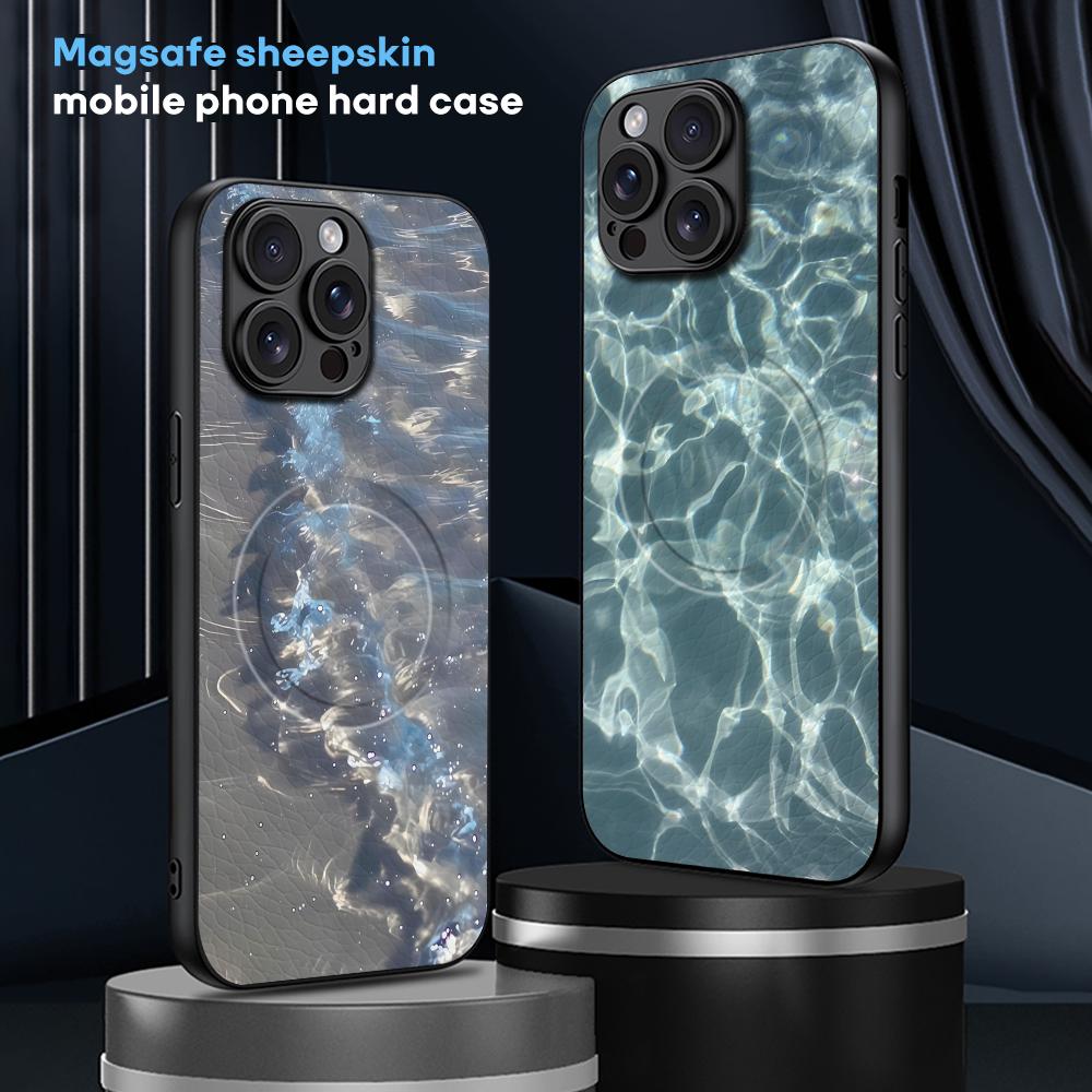 HD Seawater Art Popular Phone Case For iPhone 17 16 15 14 13 12 11 Plus Pro Max  High-end Luxury Magsafe Sheepskin