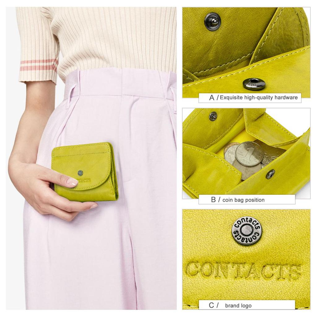 CONTACT'S Echtes Leder Frauen Brieftasche Mini Geldbörse Weibliche Portfel Karte Halter Frauen Geldbörsen