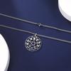 Minimalist Hollow-Out Round Zodiac Pendant Necklace with Star and Moon Design