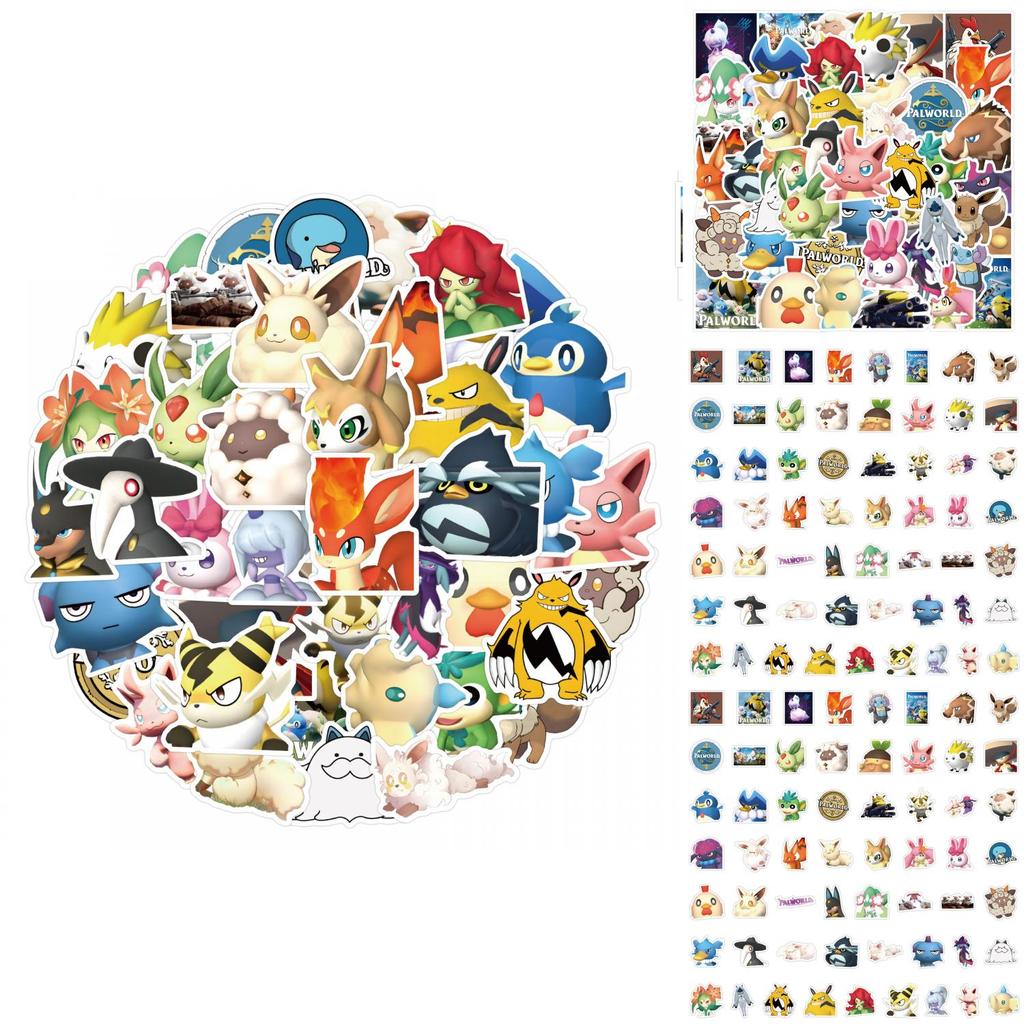 Palworld Cartoon Fantasy Creature Paru Game Stickers Cute Style Waterproof