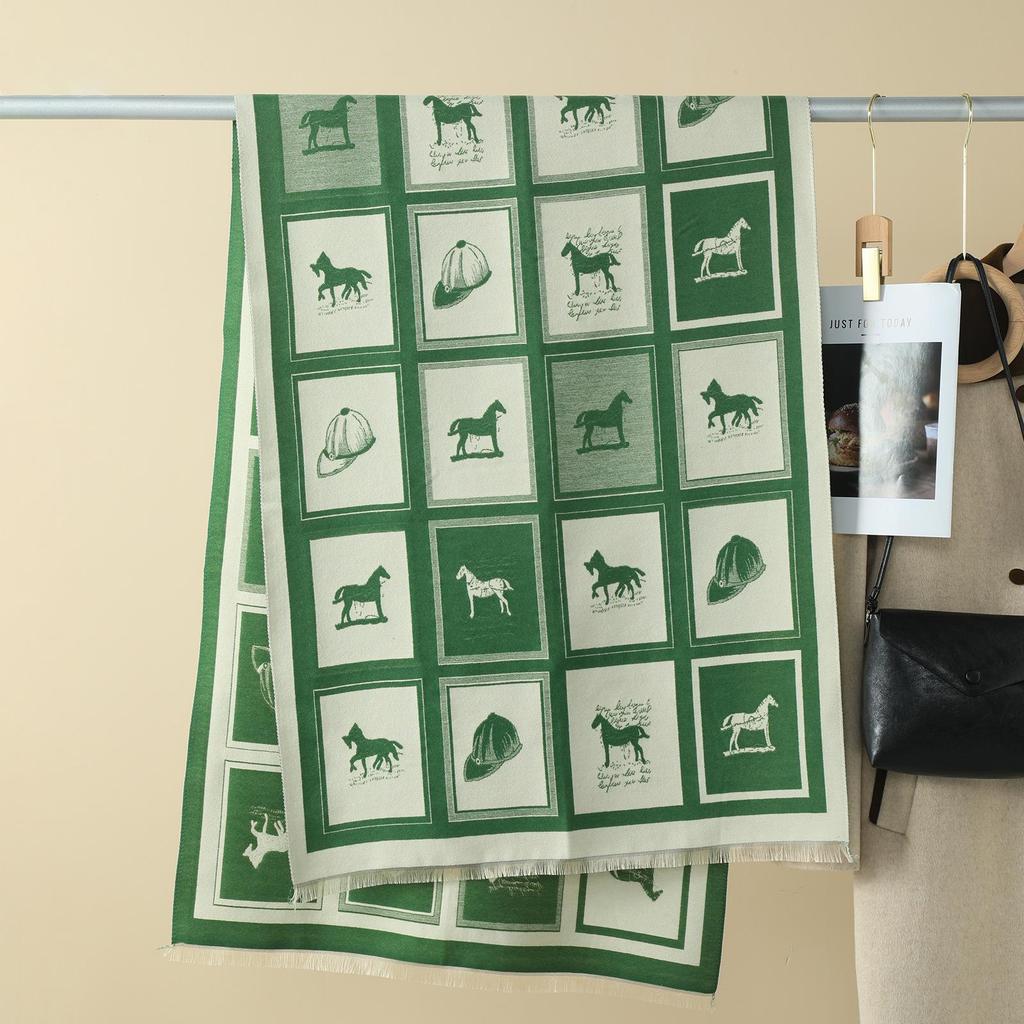 Double-Sided Women's Winter Ink Painting Snood: Imitation Cashmere Scarf for Air-Conditioned Rooms.