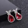 Exquisite Female Earring  Sterling Silver Butterfly Droplet Shaped Zircon Earrings for Women Fashion Statement Bijoux