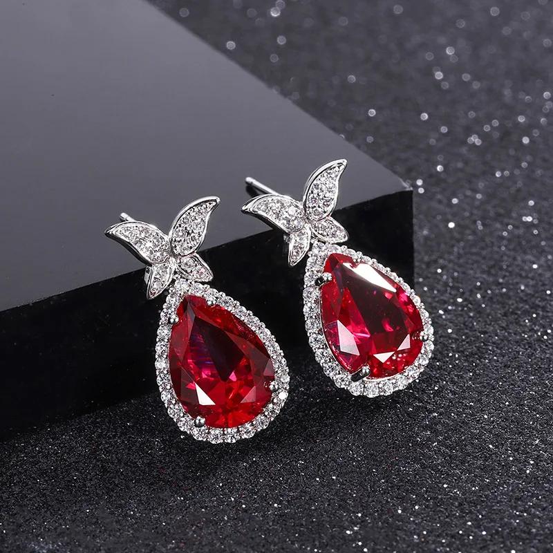2026 Gorgeous Red CZ Women's Cubic Zirconia Earrings, Bright and Elegant   Engagement Wedding Party Jewelry