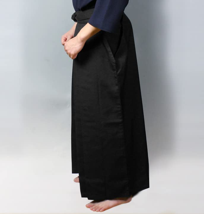 Kendoya Tetron Kendo Black Pleats Size 25 Hakama, (Inner Sewn),