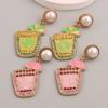 European and American New Holiday Style Fashion Creative Diamond Wine Glass Lemon Alloy Earrings Dripping Oil Personality Versatile Woman