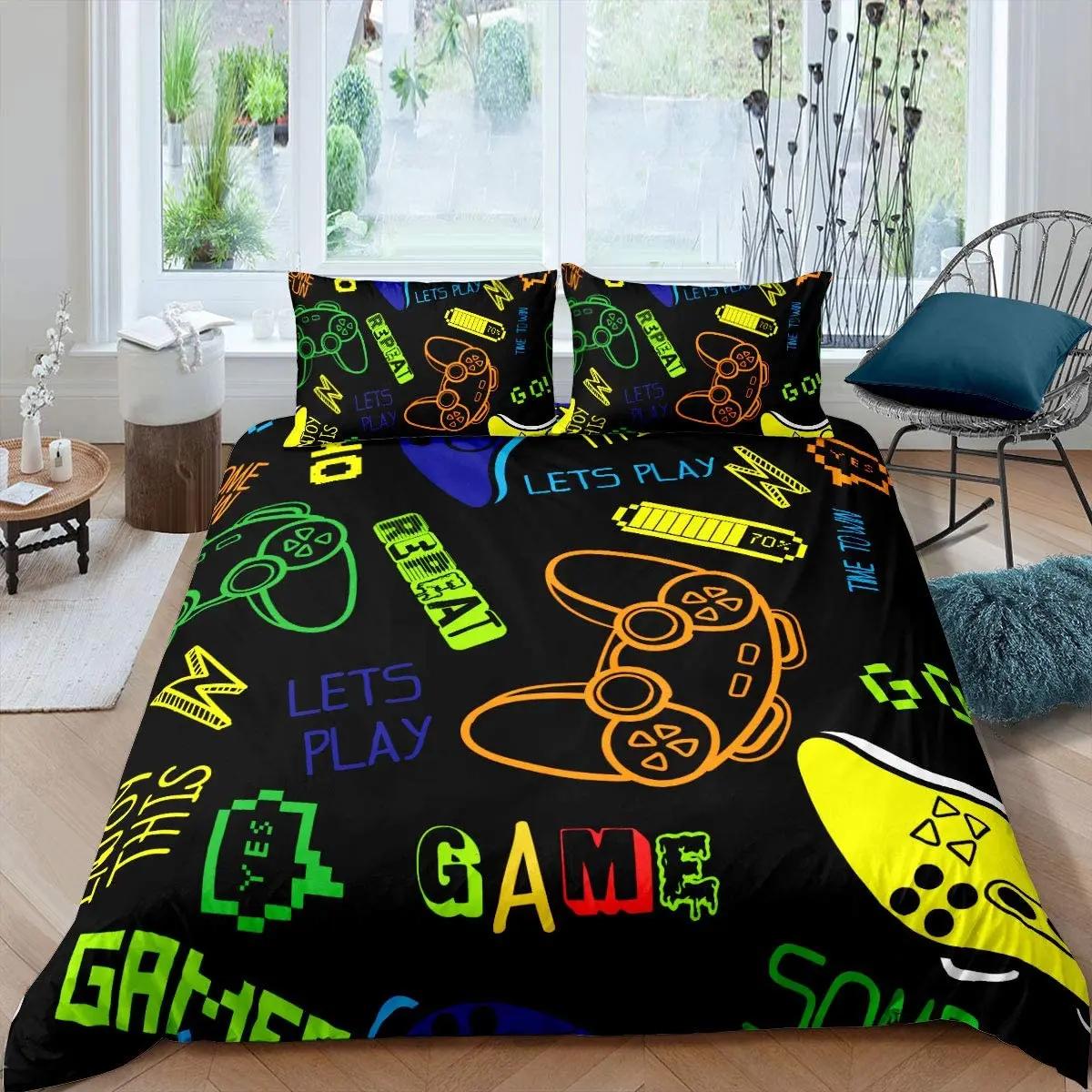 

Ігровий набір постільної білизни Game Bed Cover 135 для дорослих, дітей, м’яка мікрофібра, сучасний геймпад, декоративна підковдра з наволочкою 70x133cm 2pcs