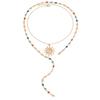 European and American sun pendant necklace light luxury high sense tassel eye long chain color cold wind collarbone chain