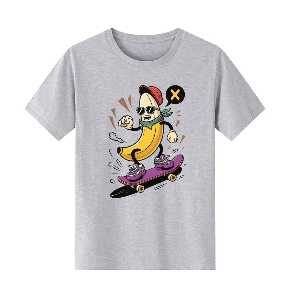 New fashionable and fun skateboard banana print Tshirt casual short sleeved suitable for Womens daily Tshirt in all seasons