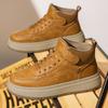 Spring Wheat Leather Men's Shoes Trendy Versatile Sports and Leisure Shoes Genuine Leather Board Shoes Retro Tooling Medium Help Martin Boots