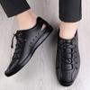 Genuine Leather Soft Soled Hollow Out Leather Shoes Summer Lace Up Sandals Roman Style Designer Shoes Breathable Beach Men Shoes