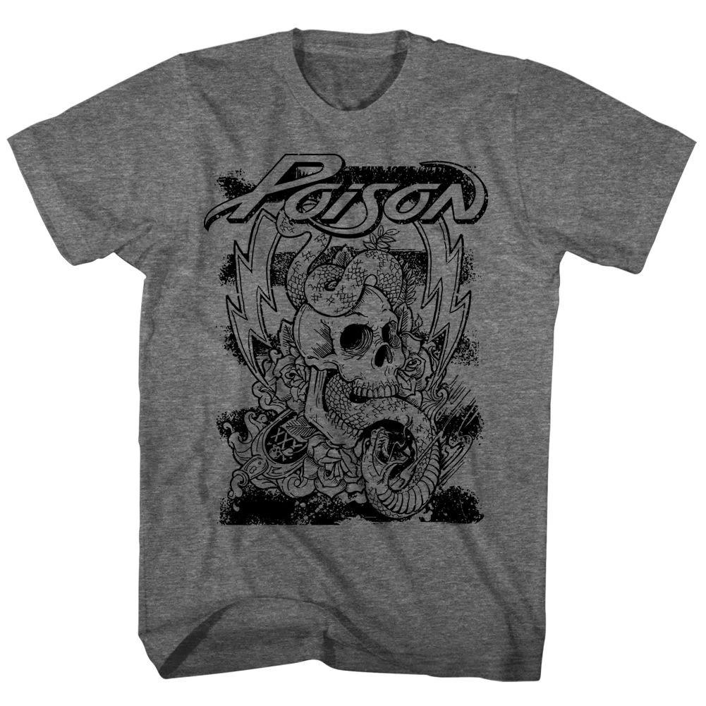 Poison - Skull Snake Lightning - Short Sleeve - Heather -  - Children s T-shirt 100