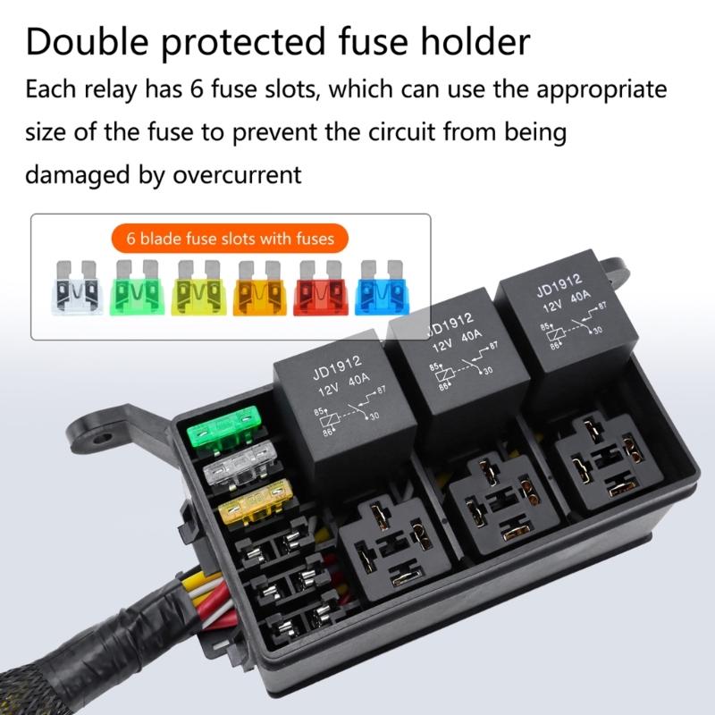 Sturdy Plastic 12V Relays Fuses Box Block with 6 Slots Convenient for Cleaning Wiring in Vehicles Daily Casual Use