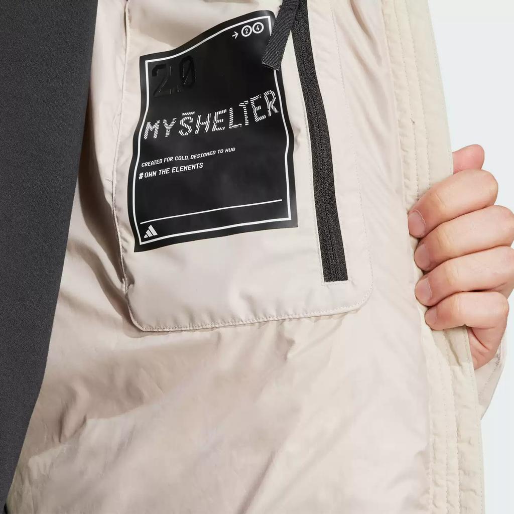 Adidas Jaqueta Versátil Quente com Capuz de Penas Masculina Roupa Exterior Marrom-Claro IV7364