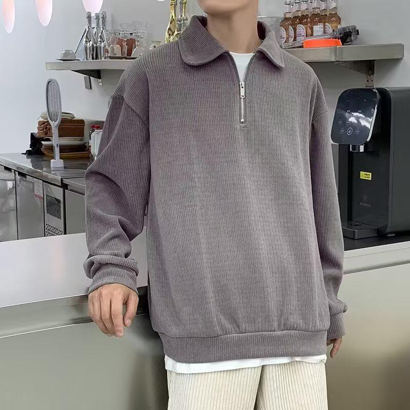 Trendy Harajuku-Style Half-Zip Sweatshirt: Artistic & Versatile Fashion