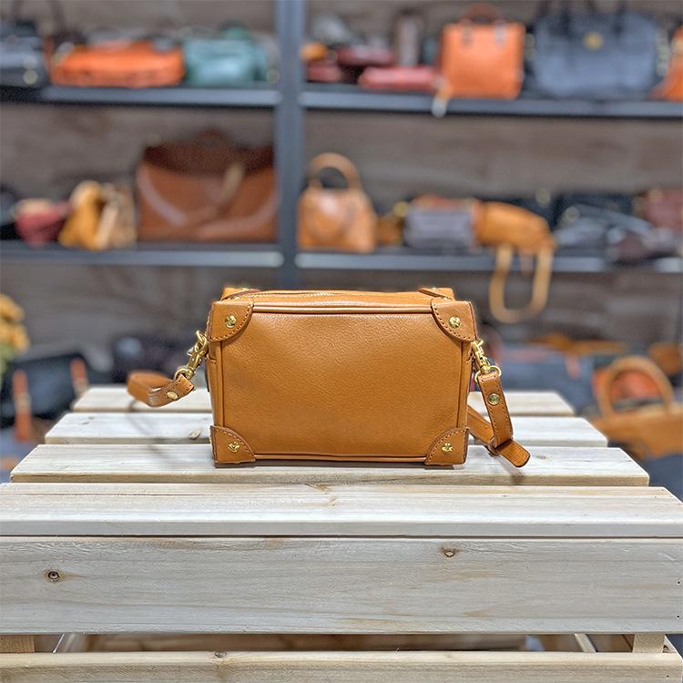 

Johnature Женская сумка из натуральной кожи в стиле ретро, ручной работы, с заклепками, сумка-коробка в британском стиле, на плечо, кроссбоди жёлтый