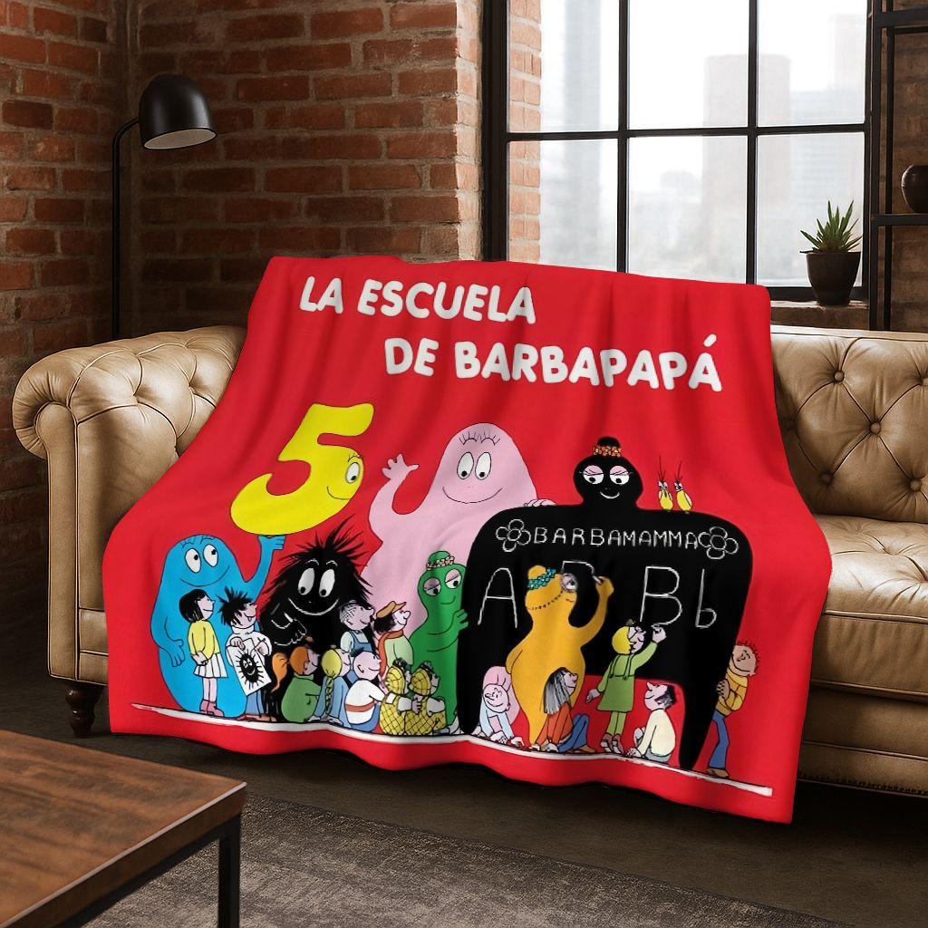 Cartoon Les Barbapapa Barbamama Family 3D Flannel Blanket,Warm and Cozy Soft Throw Blanket for Home Bedroom Bed Sofa Cover Kids