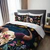 3Pcs Bohemian Floral Cow Skull Bedding Duvet Cover Set Floral Cow Skull Bedding Quilt Set Bohemian Themed Bed Quilt Set Printed