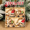 Christmas Dog Paw Double Layer Wooden Pendant Navidad Natal Noel Tree Pendant Merry Christmas Decor For Home 2025 New Year 2025