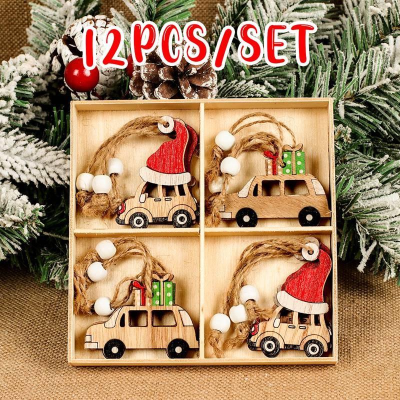 Christmas Dog Paw Double Layer Wooden Pendant Navidad Natal Noel Tree Pendant Merry Christmas Decor For Home 2025 New Year 2025