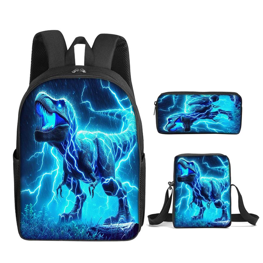 3-delige set dinosaurus schoudertas, etui, schooltassen voor jongens/meisjes Kinderen Beste Cadeaus Cartoon Schoolrugzak