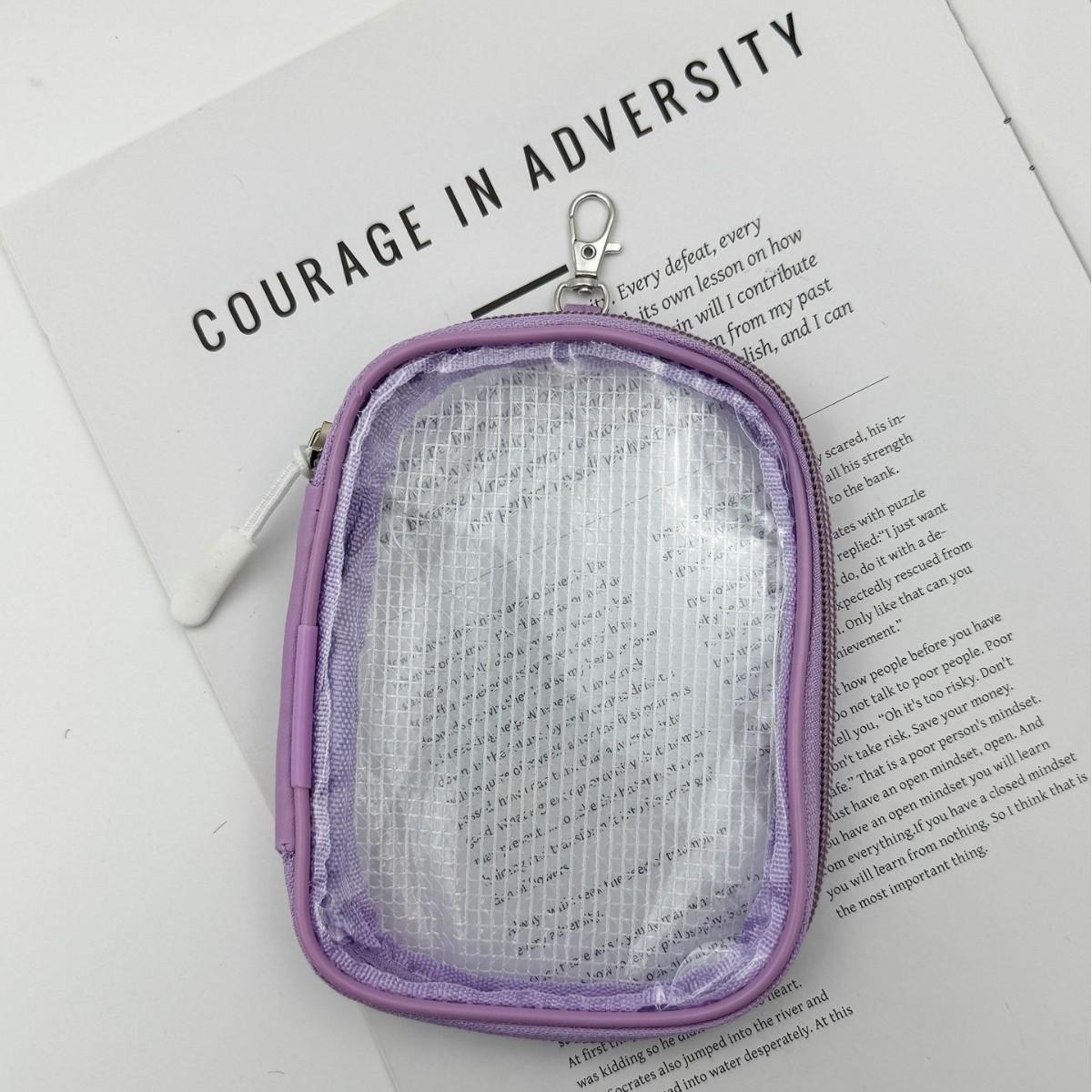 

Transparent Portable Hanging Pouch with Zipper Keychain Outdoor Mini Storage Bag for Small Items фіолетовий