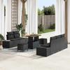 8 Piece Black Poly Rattan Garden Sofa Set with Cushions