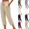 Women Drawstring Waist Casual Loose Fit Cropped Pants with Adjustable Hem and Side Pockets for Everyday Wear
