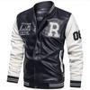 Giacca autunno inverno uomo giacche da baseball ricamate cappotti in pelle pu giacche in pelle pilota in pile slim fit college maleluxury