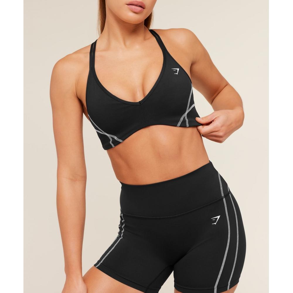 Gymshark Volt Light Support Sports Bra Black White B5c9u Bb3f
