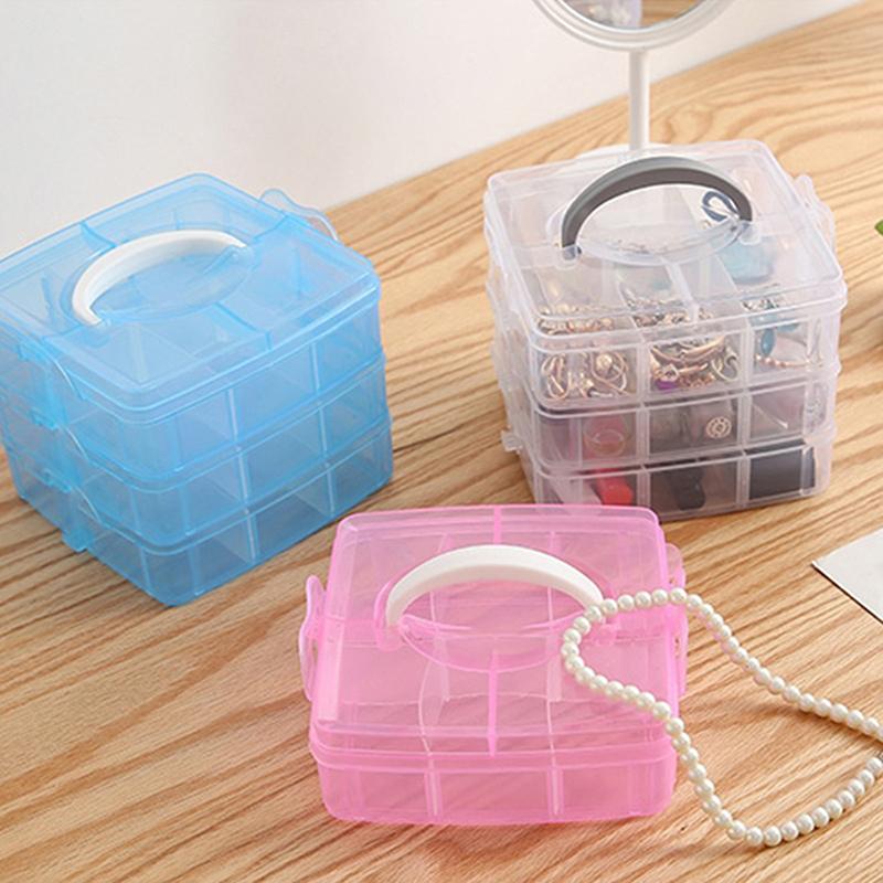 1Pc 3-Layer 18 Grid Transparent Detachable Plastic Storage Box For Organizing Toys Jewelry And Accessories
