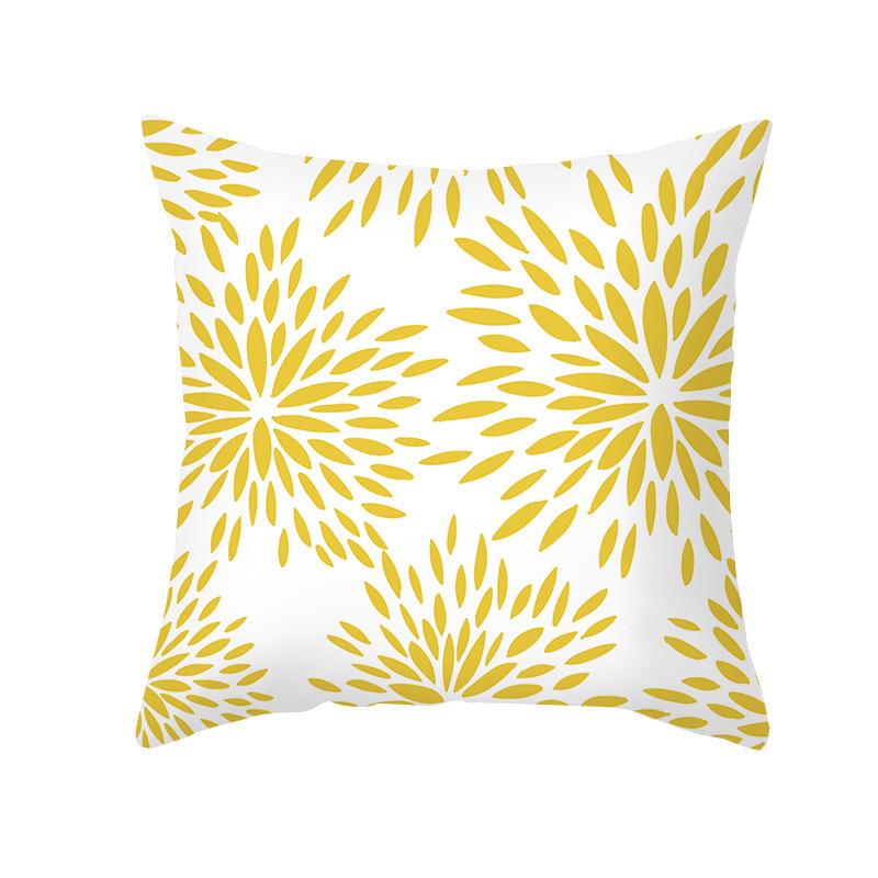 Yellow Geometric Abstract Pattern Throw Pillow Cover With Short Plush Print For Living Room Sofa Decoration Cushion Cover