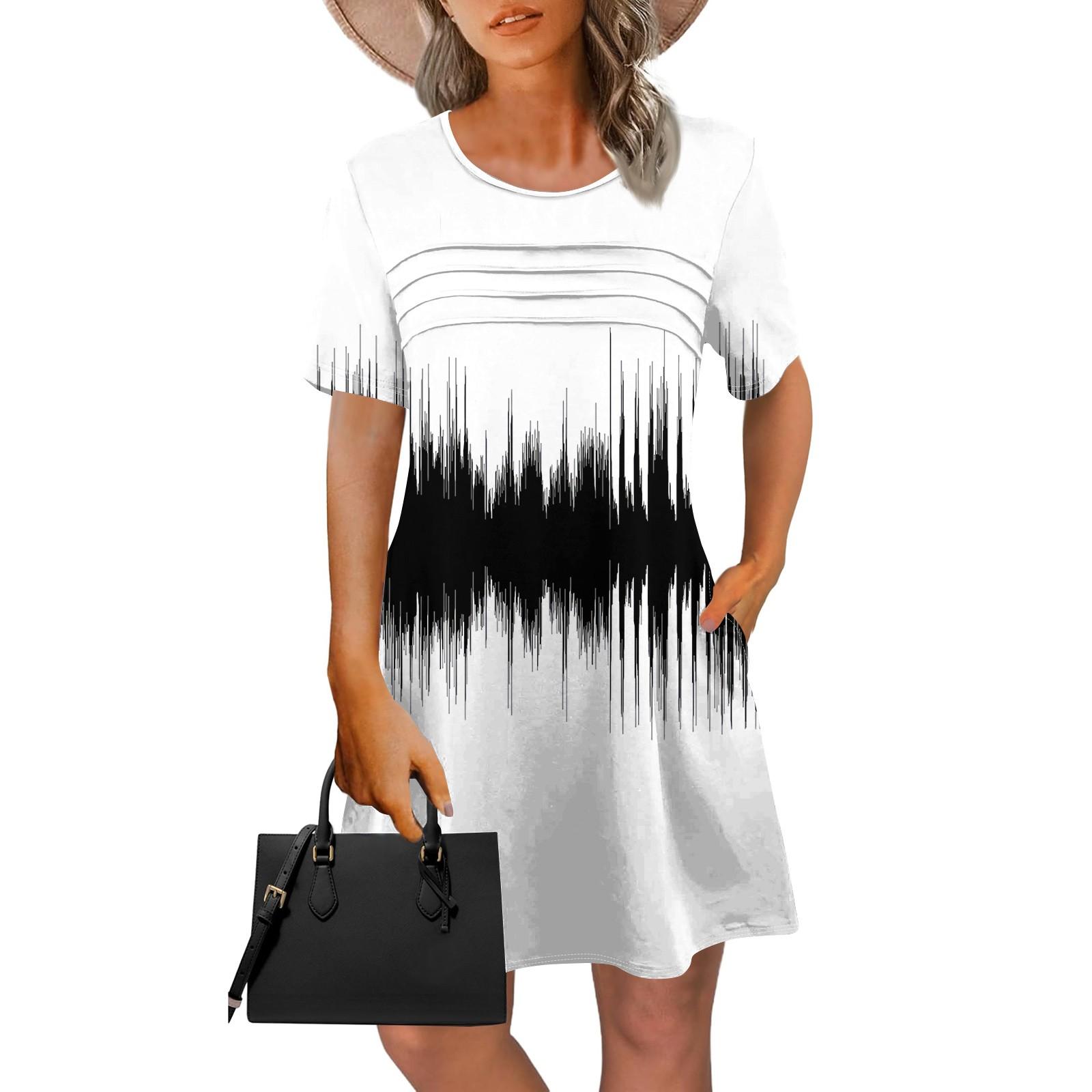 

Женское летнее винтажное платье с цветным лоскутным принтом, повседневное платье с коротким рукавом и круглым карманом XL белый