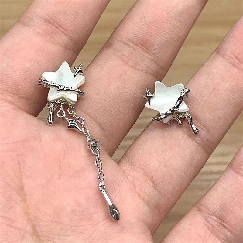 Irregular Chain Tassel Star Earrings Women Design Senior Sense of Fashion Personality Earring 2024 Y2K Trendy Party Zircon Gift