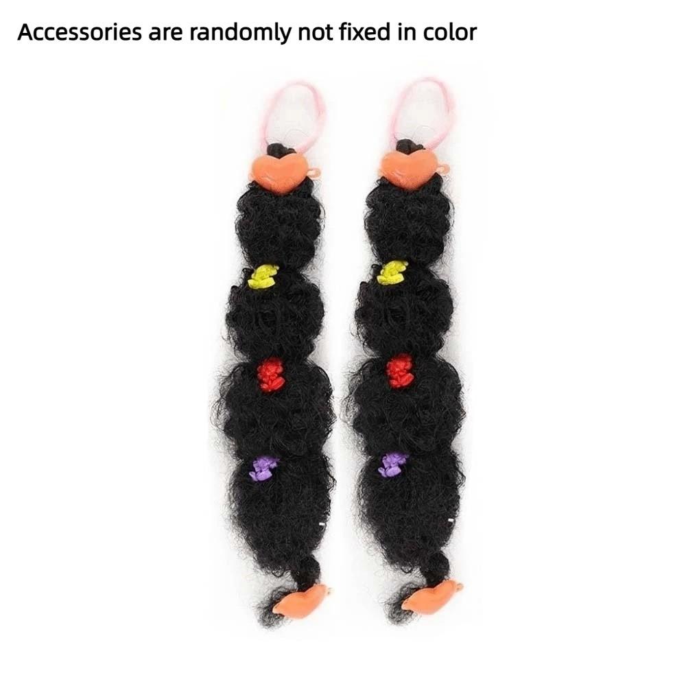 2pcs Hairpiece Kids Bubble Puff Braid Ponytail Cute Flower Accessories Wigs  Daily Use чёрный