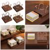Iron Wire Note Block Stand with Wood Base Desk Notepads Storage Box Memo Pad Organizers Stand For Office Desk 94x94mm