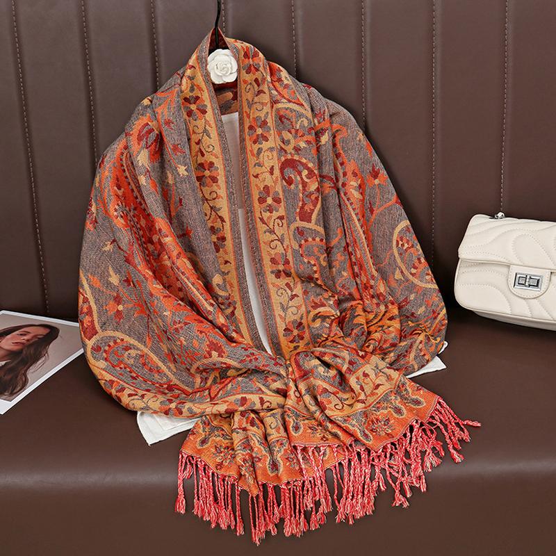 Luxury Winter Cashmere Shawl Lady Wrap Warm Autumn Scarves Design Print Female Foulard Cotton Stoles Scarf
