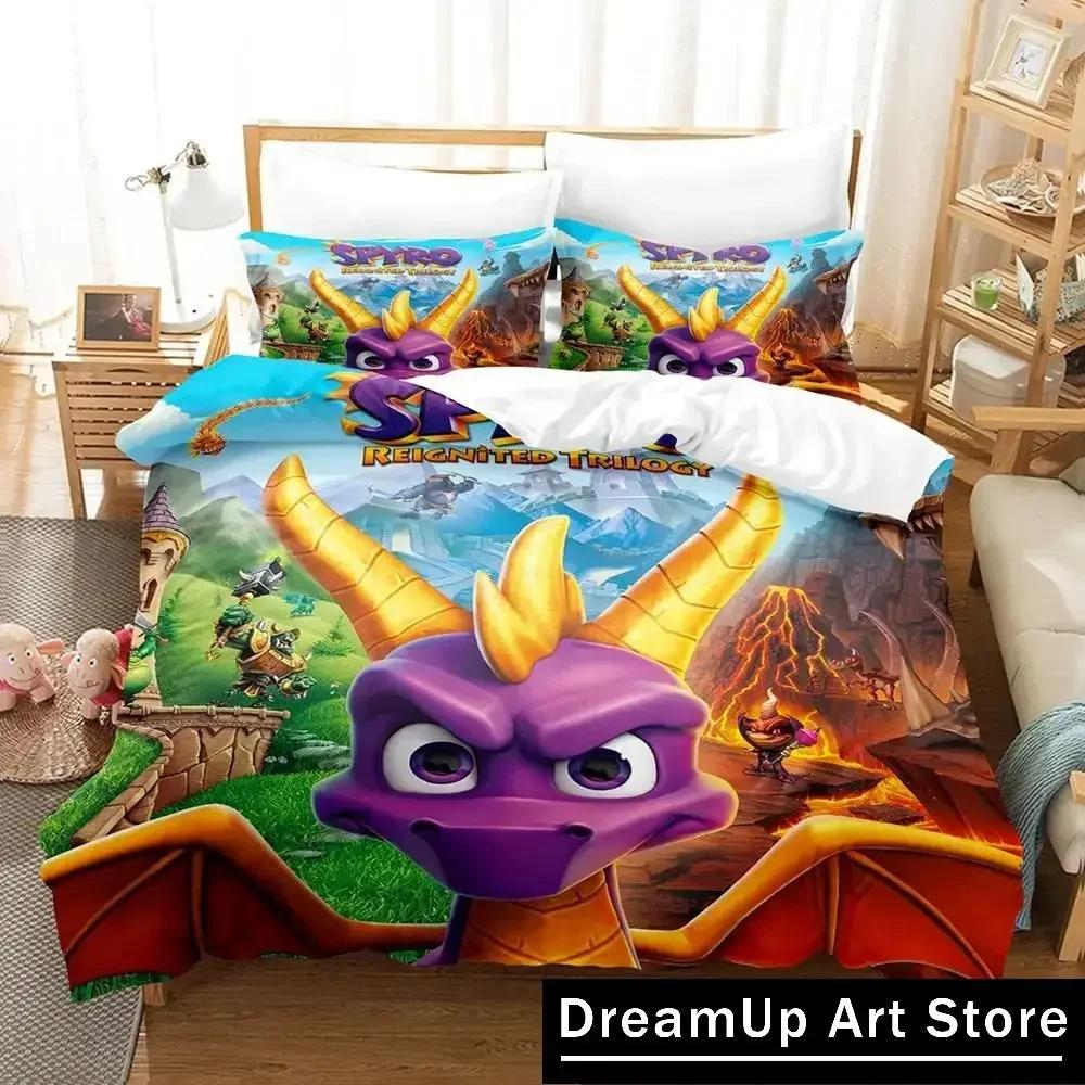 Game Spyro Dragon Reignited Trilogy Bedding Set Boys Girls Twin Queen Full Size Duvet Cover Pillowcase Bed Adult Bedroom