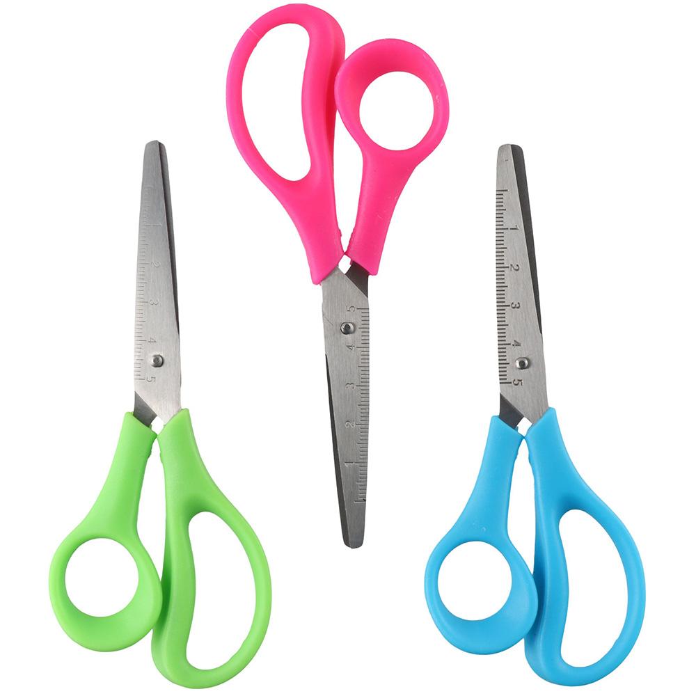 3 Pieces Left Handed Scissors Set,5.6Inch 3 Color Craft Scissors Comfort Grip Handles Blunt Lefty Safety Scissors