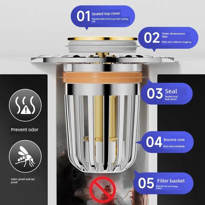 Bathroom Sink Pop-Up Core Anti-Clogging Anti-Odor Filter Drain Stopper Universal Drain Filter To Prevent Hair Clogging