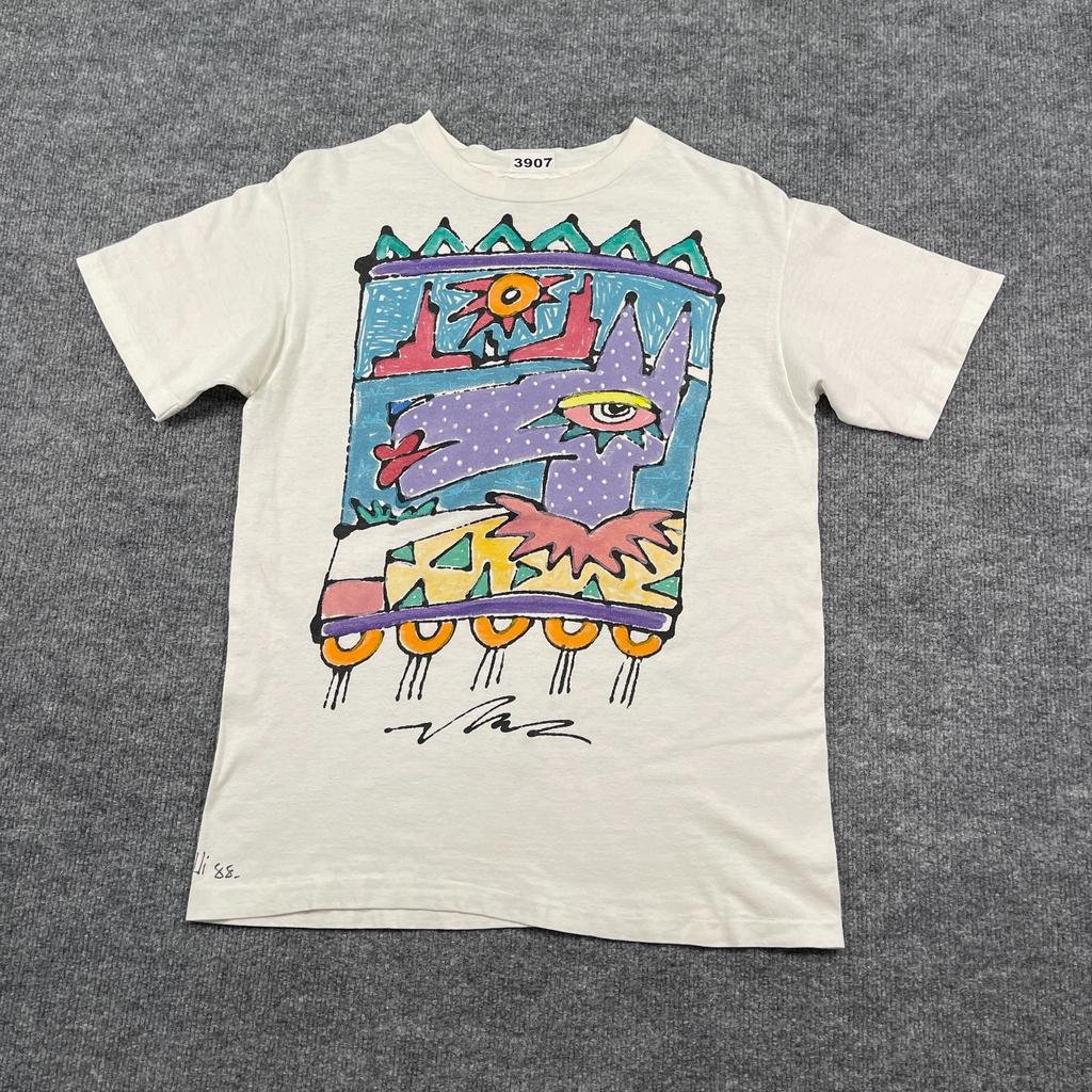 Vintage 1988 Cayote Desert Abstract Art Shirt Medium 19x25 White