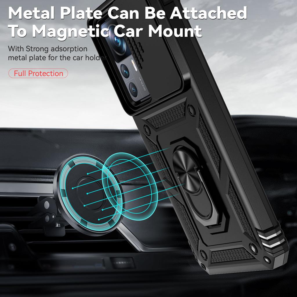 For Xiaomi Mi 12T Pro Case Shockproof Armor Case For Xiaomi Mi12T Xiaomi 12T Pro Slide Camera Lens Protection Ring Stand Cover