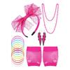 Halloween 80s Fancy Party Costume Set Lace Headband Neon Earrings Fingerless Fishnet Gloves Accessories Women Clothing Typical