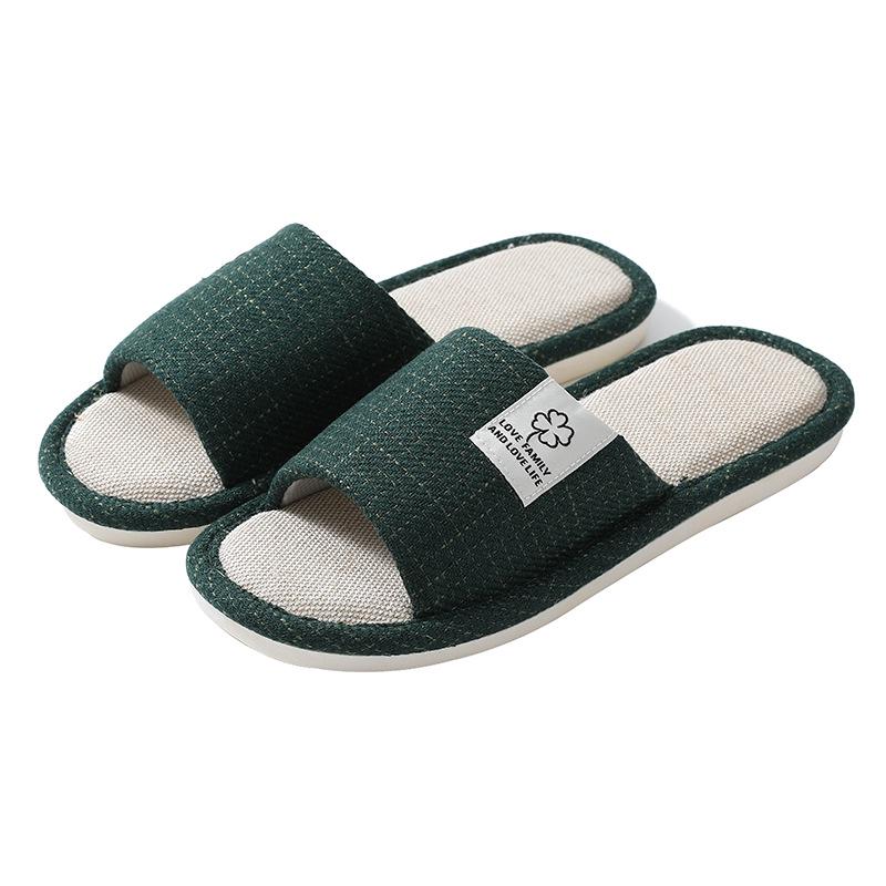 Four Seasons Non-Slip Linen Slippers for Men and Women—Couple's Flat Bottom Solid Color Summer Indoor Footwear