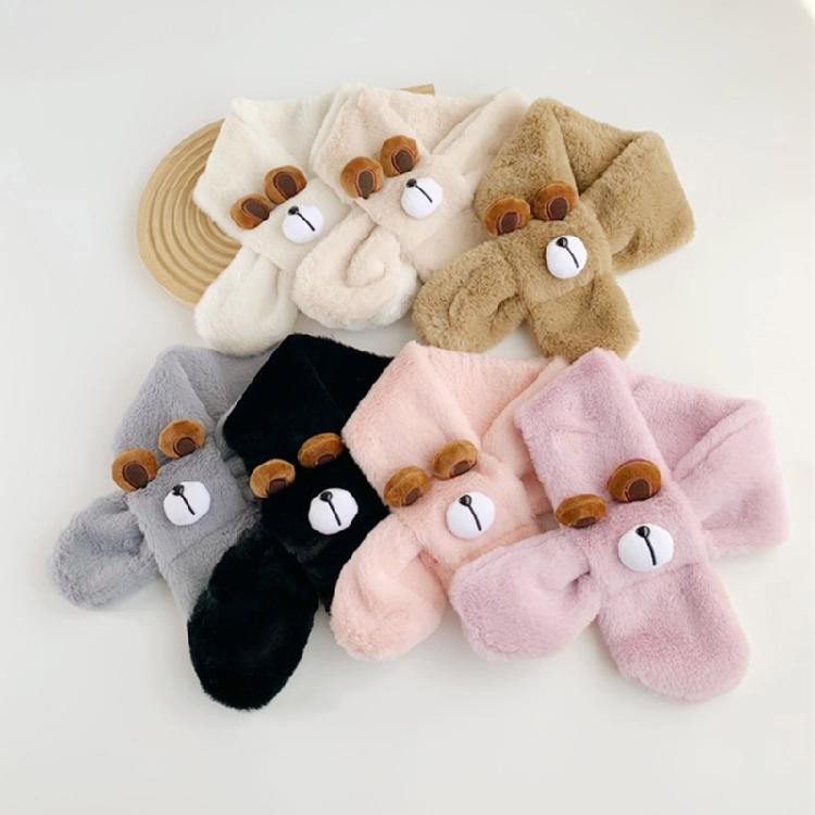 Girls Neck Scarf InsStyle Baby Cartoon Scarf Furry Plush Neck Warmer for Outdoor