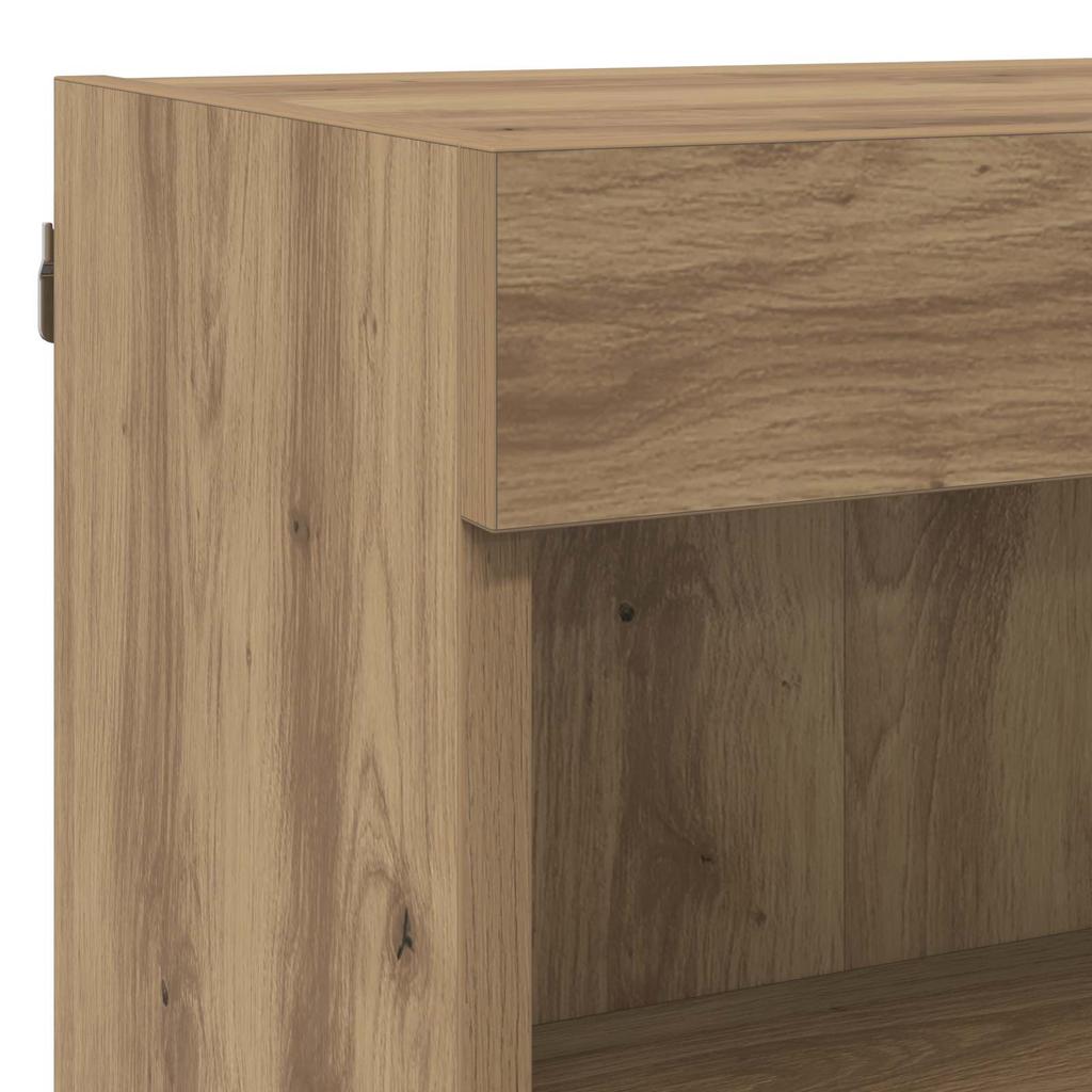 Wall Mounted TV Unit with LED Lighting 5 pcs Artisan Oak Wood Material