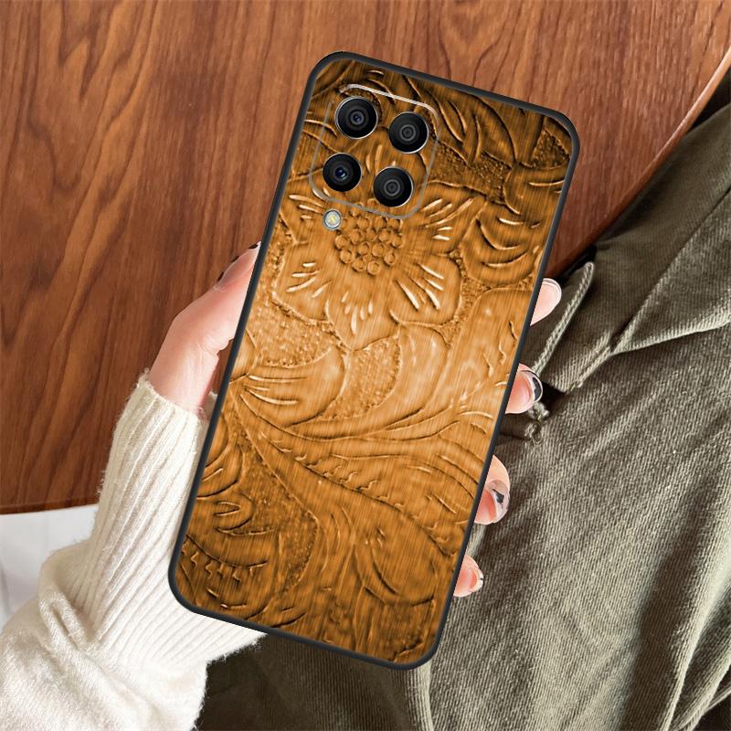 Brown Hand Tooled Western Case For Samsung Galaxy M06 M16 M36 M56 M33 M15 M55 M31 M13 M12 M14 M53 M32 M52 M35 M34 M54