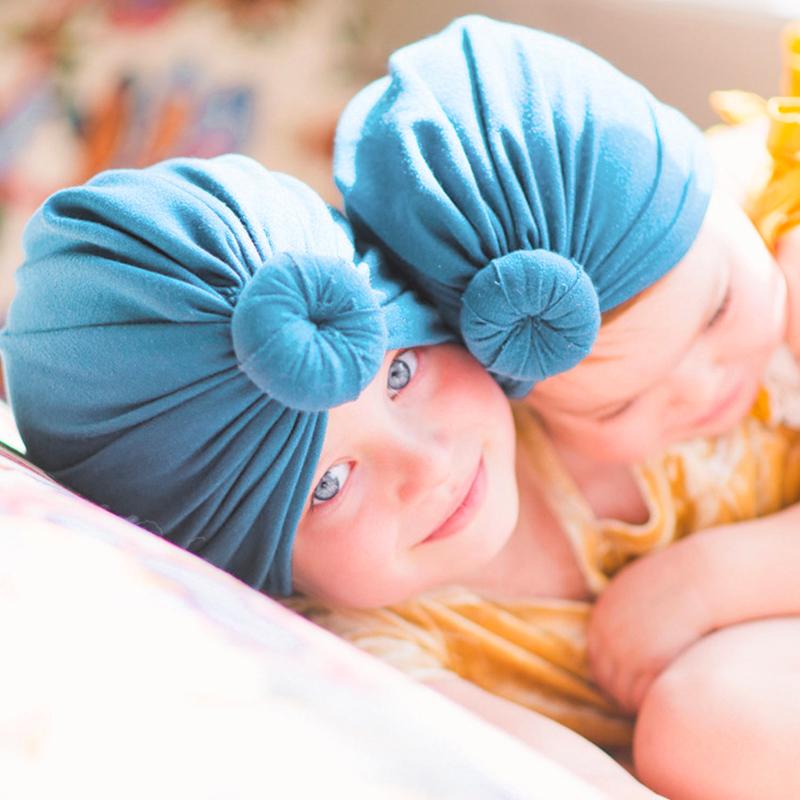 1Pc Knot Headwraps Caps Kid Toddler Beanie Bonnet Cotton Girl Turban Hat Infant Baby