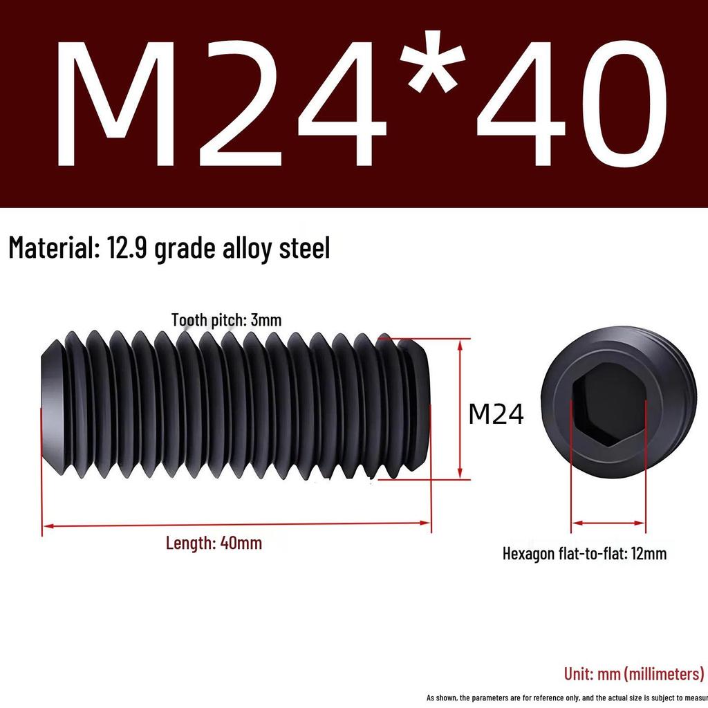 Grade 12.9 Hex Socket Headless Set Screw (M3-M16)