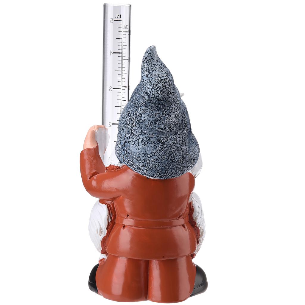 Gnome Resin Rain Gauge Garden Statue Hand Painted
